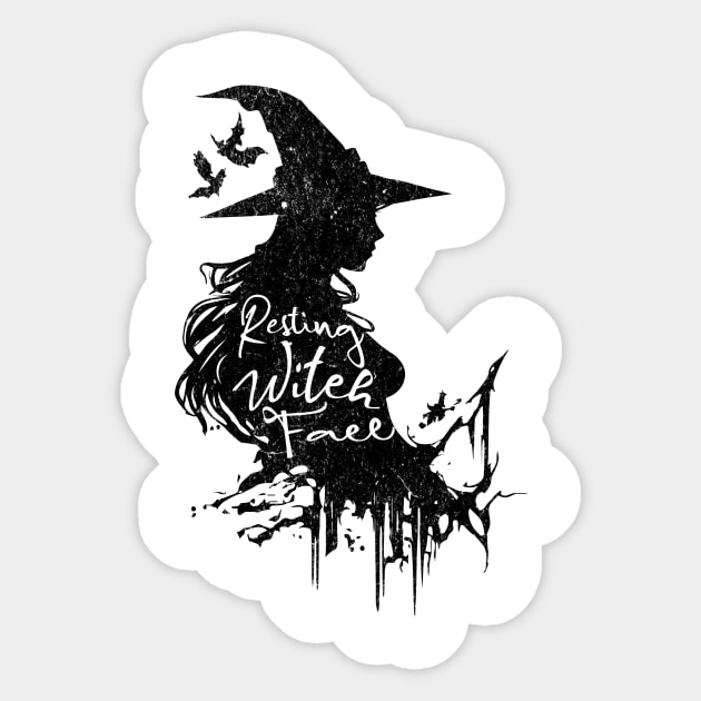 Resting Witch Face Halloween Sticker by Classic & Vintage Tees